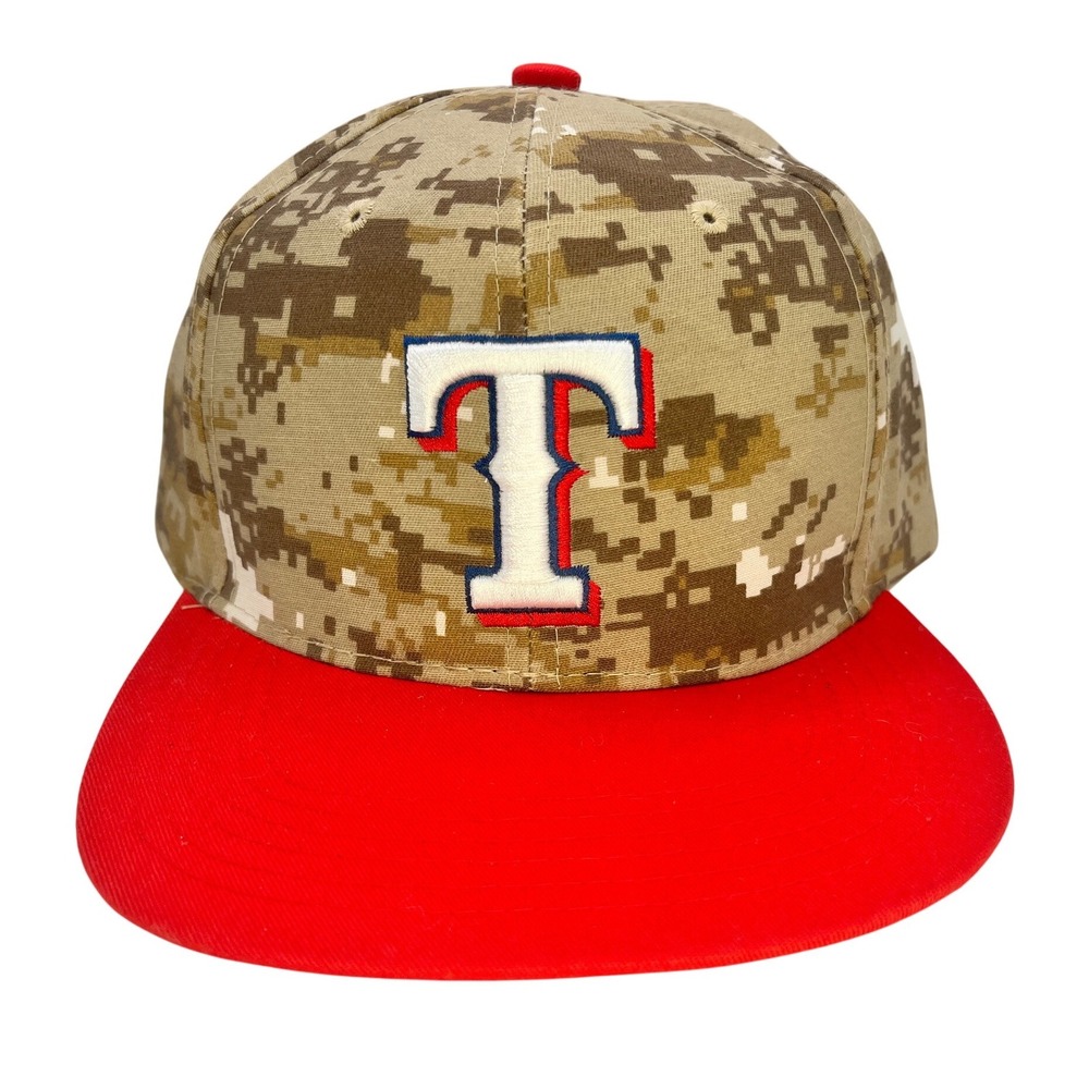 Texas Rangers Fanatics‎ Digital Camo Hat Red Flat Brim Adjustable Baseball Cap